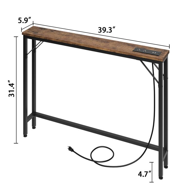 5.9" Narrow Sofa Table, Skinny Console Table with Storage On Sale